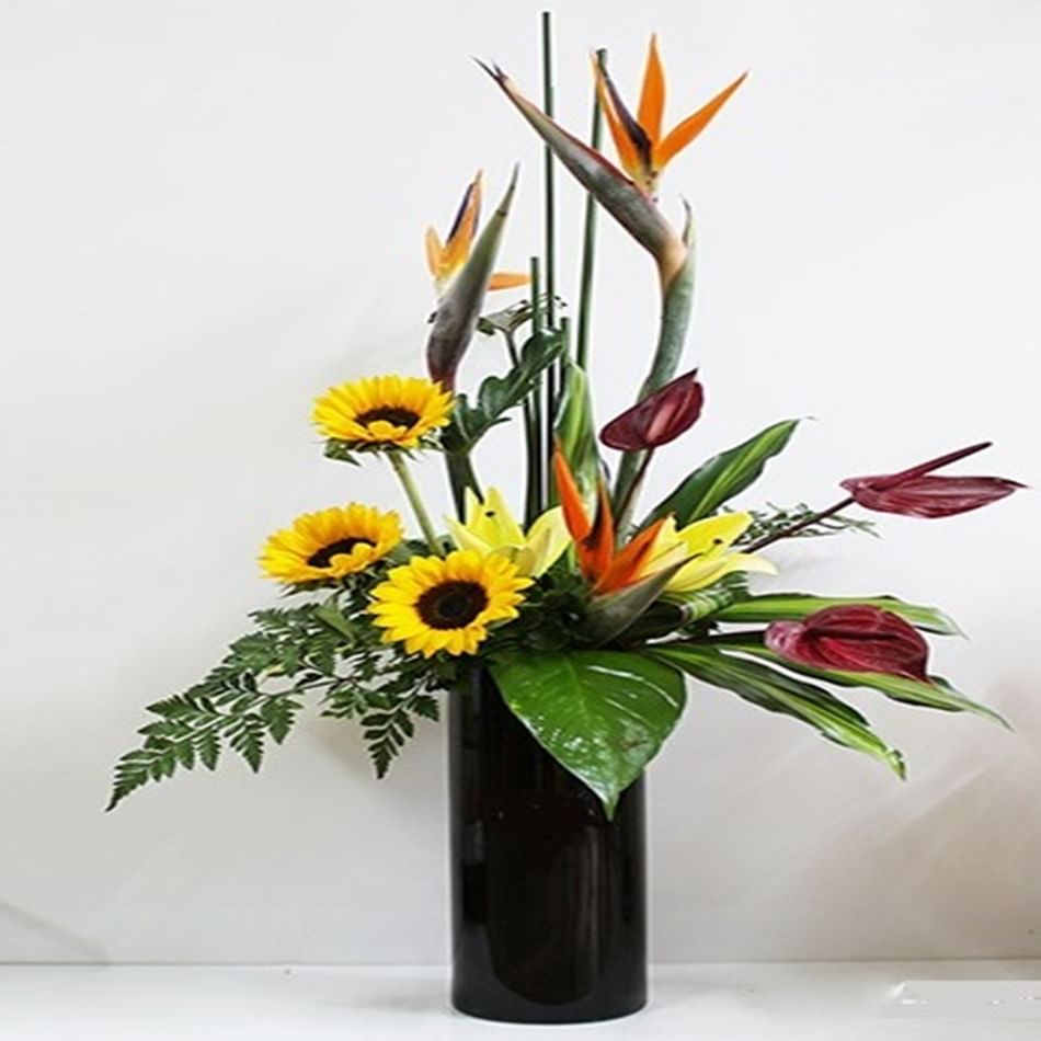 Stylish Arrangement In Tall Vase: Order Flowers Online