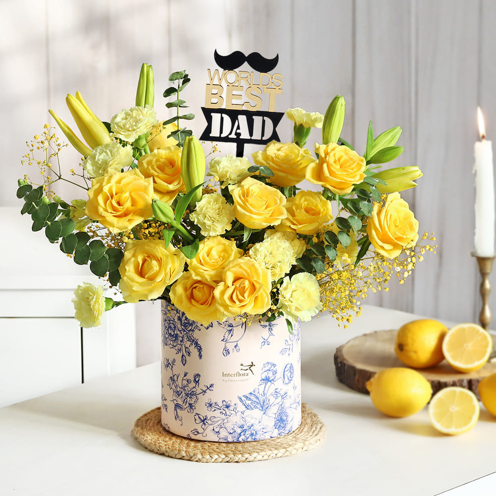 Sunny Hues Father's Day Floral Arrangement: Order Flowers Online