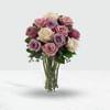 12 Pink and Purple Roses in a vase Online