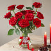 14 Red Rose Arrangement In Hourglass Vase