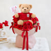 Gift 14 Red Roses And Teddy Arrangement For Valentine's Day