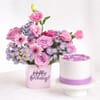 Birthday Floral Arrangement & Vanilla Cake Combo
