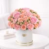 Gift Caramel Cake and Pink Floral Arrangement Combo