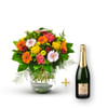 Colorful bouquet with Champagne Online