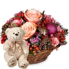 Flower arrangement 'Froehliche Weihnachtszeit' with teddy be Online
