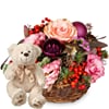 Flower arrangement 'Froehliche Weihnachtszeit' with teddy be Online