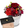 Flower arrangement 'Red Symphony' with Munz bar of chocolate Online