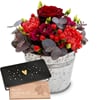 Flower arrangement 'Red Symphony' with Munz bar of chocolate Online
