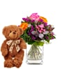 Flower bouquet 'Blossom Beauty' with teddy bear 'Bruno' Online