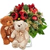 Flower bouquet 'Christmas' with two teddy bears 'Bianca Brun Online