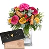 Flower bouquet 'Happy Day' with Munz bar of chocolate 'Heart Online