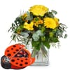 Flower bouquet 'Little Sunshine' with Munz chocolate ladybir