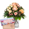 Flower bouquet 'Tender Winter Roses' with Munz bar of chocol Online