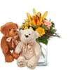 Flower bouquet 'Wonderful Day with Lily' with two teddy bear Online