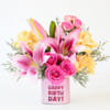 Buy Happy Birthday Elegant Blooms Mug Arrangment