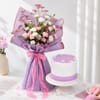 Lavender Floral Bouquet & Lilac Cake Combo