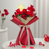 Gift LED Red Rose Bouquet & Heart Cake Combo