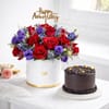 Luxurious Anniversary Blooms & Cake Combo