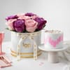 Majestic Rose Arrangement & Pink Delight Cake
