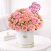 Gift Mother's Day Pink Rose & Carnation Bouquet with Cake