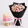 Pink Delight Cake and Flowers Combo