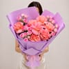 Gift Pink Vintage Cake and Rose Bouquet Combo