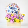 Polka Dot Birthday Balloon and Flower Arrangement