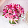 Gift Purple Orchids & Roses in Round Vase For Mom