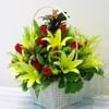 Red and Green Flowers in Basket Online