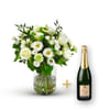 Stylish white bouquet with Champagne. Online