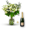 Stylish white bouquet with Champagne. Online