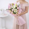 Shop White Lily Bouquet & Pink Blush Pineapple Cake Combo