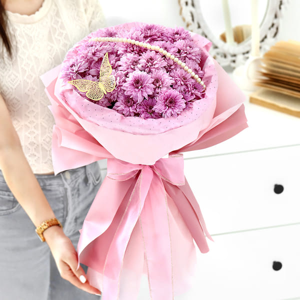 10 Mauve Spray Chrysanthemum Bouquet