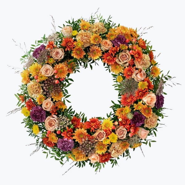 Autumn Funeral Wreath 240441 w. ribbon