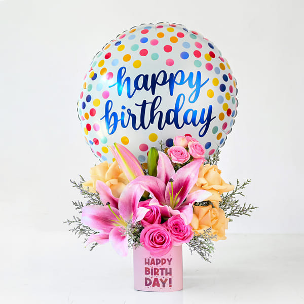 Balloon and Flower Arrangement for Birthday