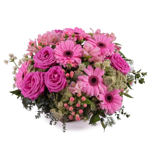 Basket of Pink Gerbera Daisies