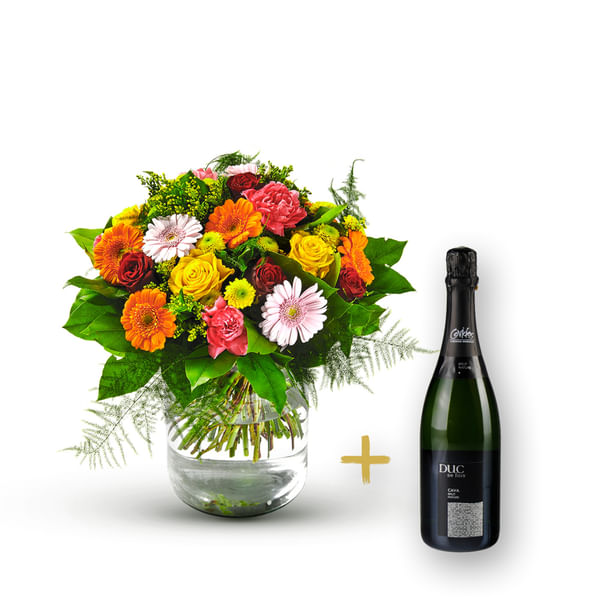 Colorful bouquet with Cava