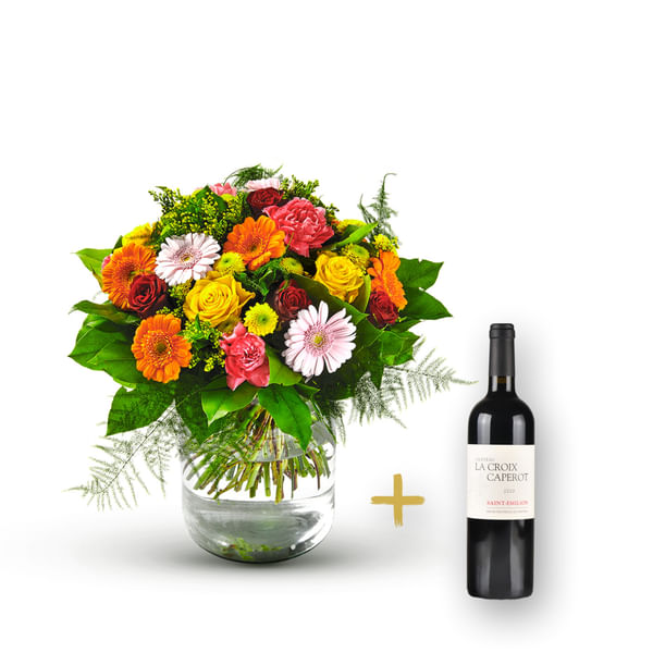 Colorful bouquet with St-Emilion
