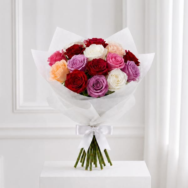 Colourful 15 Roses Bouquet