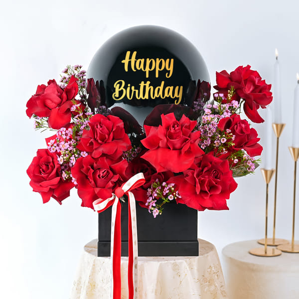 Crimson Elegance Birthday Bouquet