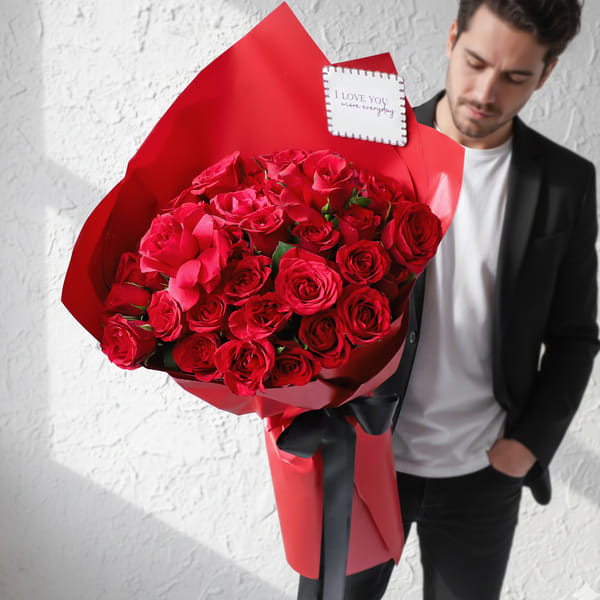 Deep From My Heart - 40 Red Roses Heart Shape Bouquet