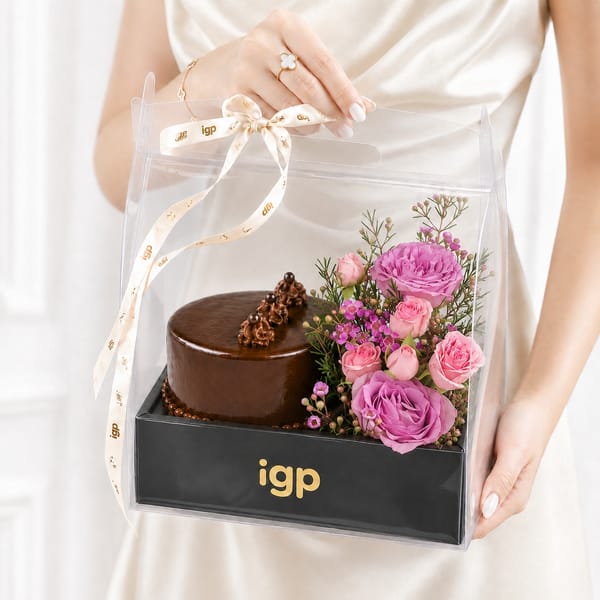 Enchanted Mini Cake & Flowers Hamper