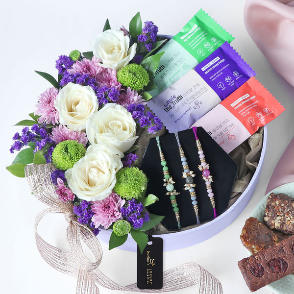 Floral Gift Of Health Rakhi Gift Box