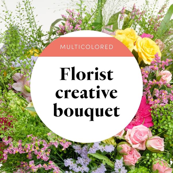 Florist creative bouquet - multicolored with chocolates