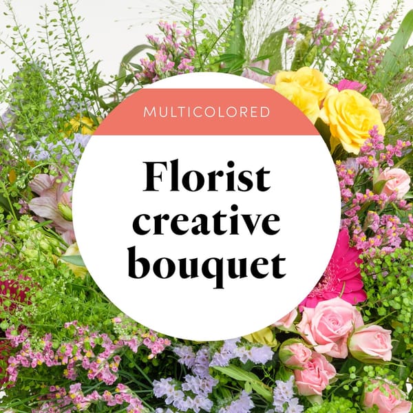 Florist creative bouquet - multicolored with chocolates