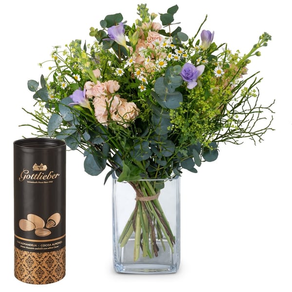 Flower bouquet 'Meadow Dream' with Gottlieber cocoa almonds