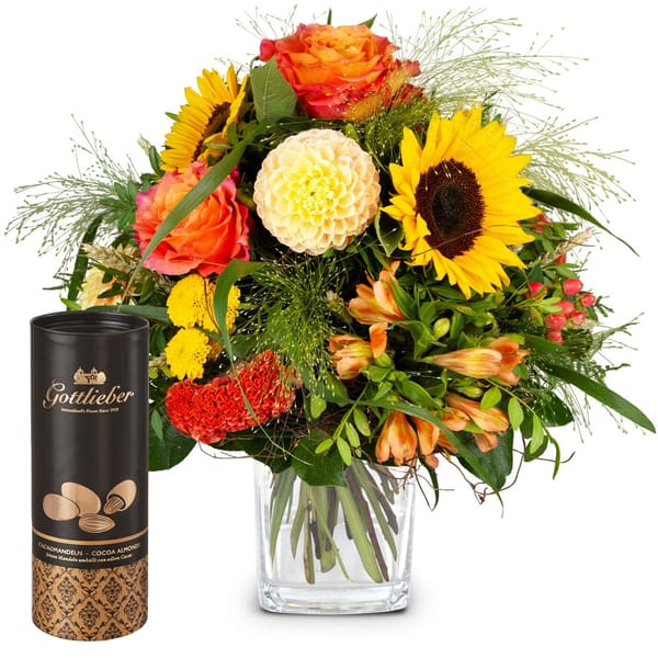 Flower bouquet 'Smiley' with Gottlieber cocoa almonds