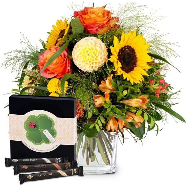 Flower bouquet 'Smiley' with Gottlieber Hueppen 'Good Luck'