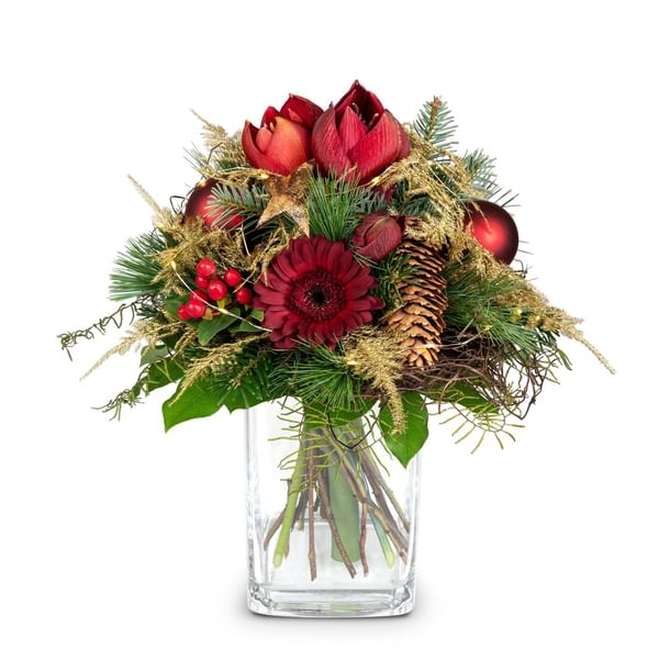Flower bouquet Winter Time with Christmas lights