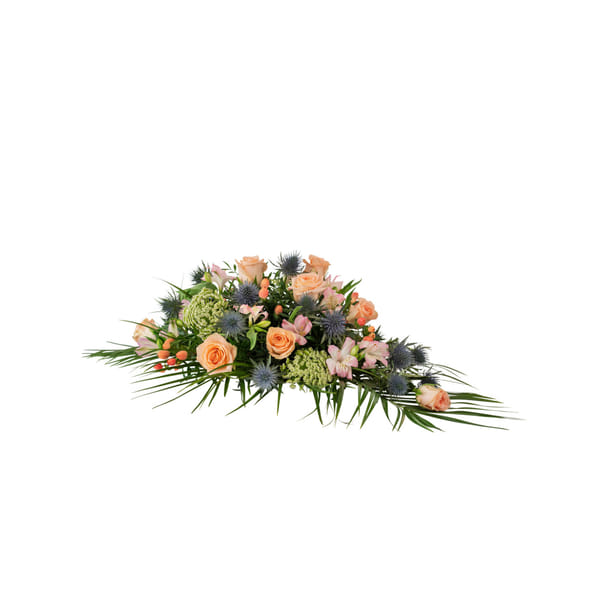 Funeral Bouquet Medium Winter Spring Flowers W Ribbon 240168